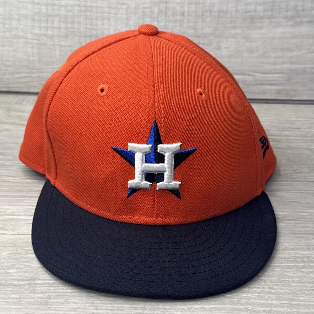 Houston Astros NEW ERA 59FIFTY Fitted Baseball Hat 6 3/4 Orange & Black